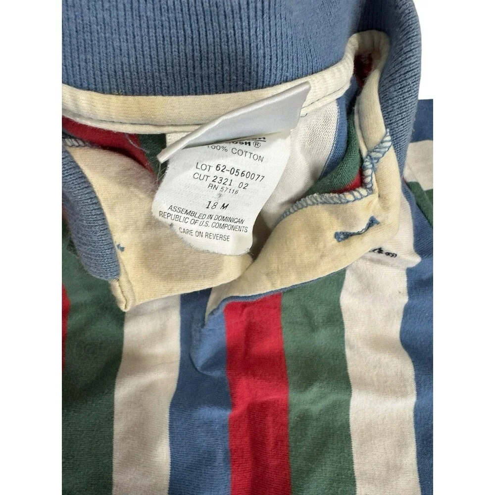 Vintage OshKosh B'Gosh Romper Jumpsuit Baby Size 18m Striped USA 90s